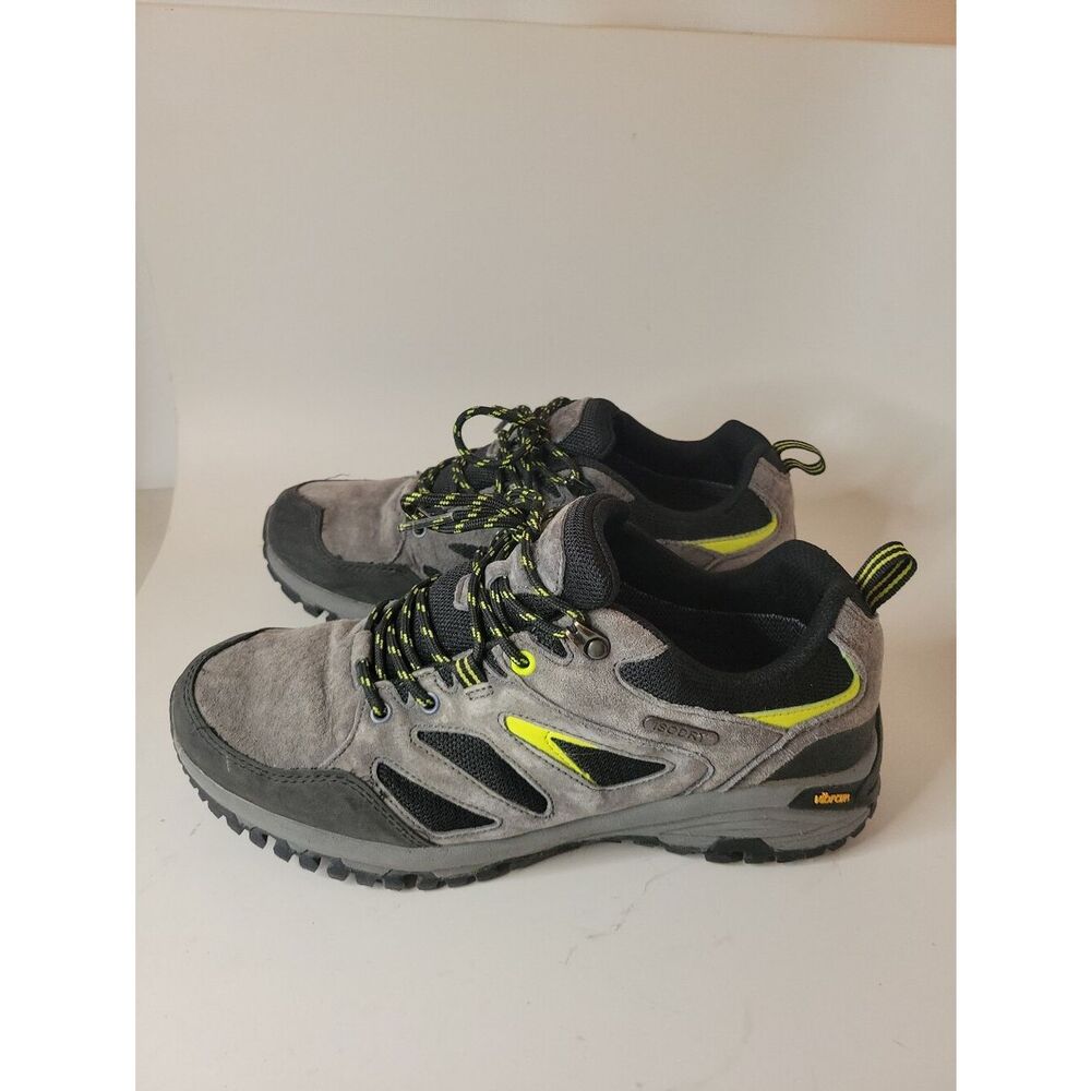 Thunder Extreme Gray And Black Suede Trail Sneakers with Neon Yellow Accents